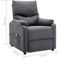 Fauteuil De Massage Inclinable Gris Foncé Tissu VidaXL -Pas Cher Fauteuil Magasin 30326386 3