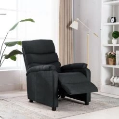 TRUE DEAL Fauteuil Inclinable Gris Foncé Tissu