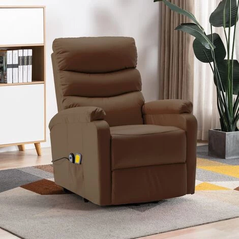 TRUE DEAL Fauteuil Inclinable De Massage Marron Similicuir 3 TRUE DEAL Fauteuil Inclinable De Massage Marron Similicuir