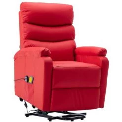 TRUE DEAL Fauteuil Inclinable De Massage Rouge Similicuir 8 TRUE DEAL Fauteuil Inclinable De Massage Rouge Similicuir -Pas Cher Fauteuil Magasin 30364508 2