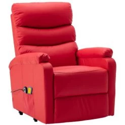 TRUE DEAL Fauteuil Inclinable De Massage Rouge Similicuir 9 TRUE DEAL Fauteuil Inclinable De Massage Rouge Similicuir -Pas Cher Fauteuil Magasin 30364508 3