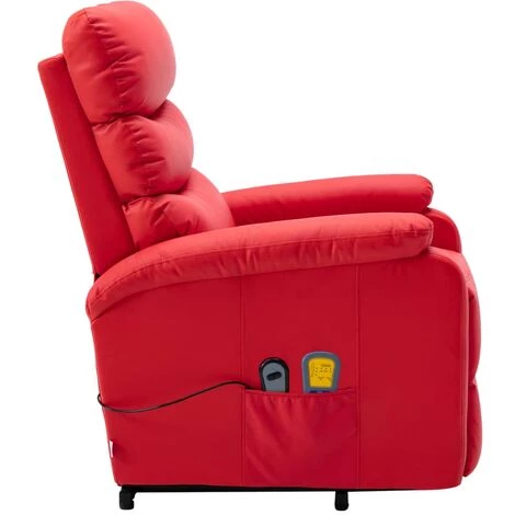 TRUE DEAL Fauteuil Inclinable De Massage Rouge Similicuir 7 TRUE DEAL Fauteuil Inclinable De Massage Rouge Similicuir – Image 5