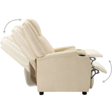 TRUE DEAL Fauteuil Inclinable Blanc Similicuir 4 TRUE DEAL Fauteuil Inclinable Blanc Similicuir – Image 2