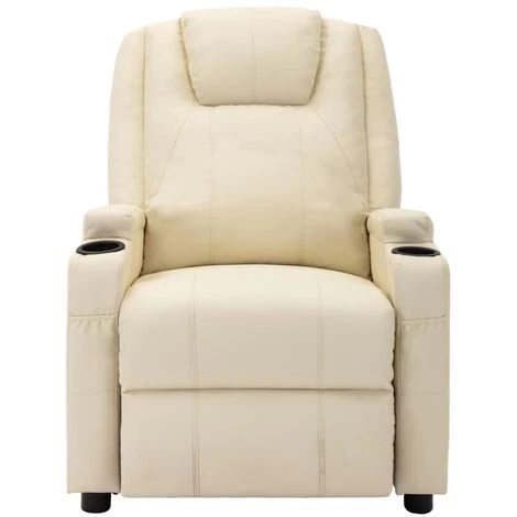TRUE DEAL Fauteuil Inclinable Blanc Similicuir 5 TRUE DEAL Fauteuil Inclinable Blanc Similicuir – Image 3