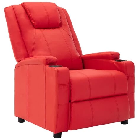 TRUE DEAL Fauteuil Inclinable Rouge Similicuir 3 TRUE DEAL Fauteuil Inclinable Rouge Similicuir