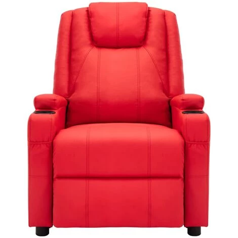 TRUE DEAL Fauteuil Inclinable Rouge Similicuir 5 TRUE DEAL Fauteuil Inclinable Rouge Similicuir – Image 3