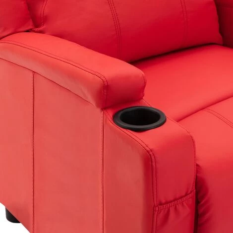 TRUE DEAL Fauteuil Inclinable Rouge Similicuir 7 TRUE DEAL Fauteuil Inclinable Rouge Similicuir – Image 5