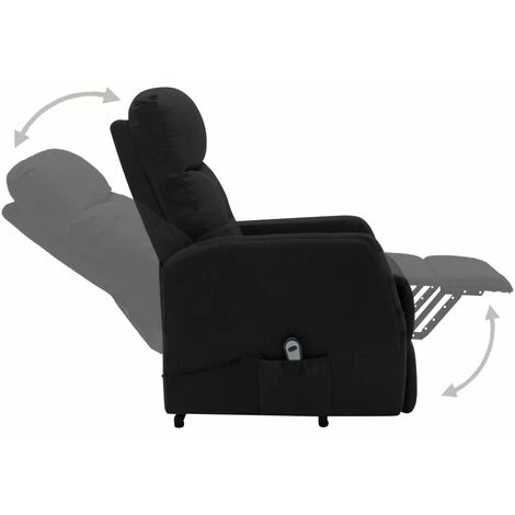 TRUE DEAL Fauteuil Inclinable Sur Pied Noir Tissu 6 TRUE DEAL Fauteuil Inclinable Sur Pied Noir Tissu – Image 4