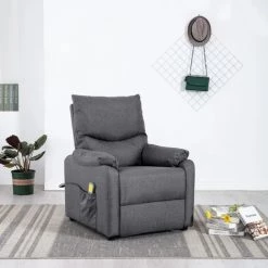 TRUE DEAL Fauteuil Inclinable De Massage Gris Foncé Tissu