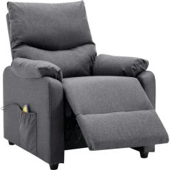 TRUE DEAL Fauteuil Inclinable De Massage Gris Foncé Tissu -Pas Cher Fauteuil Magasin 30364986 4