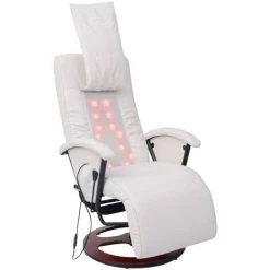 Fauteuil De Massage Shiatsu Similicuir Blanc VidaXL
