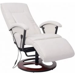 Fauteuil De Massage Shiatsu Similicuir Blanc VidaXL -Pas Cher Fauteuil Magasin 3049873 3