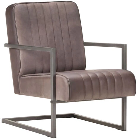 ASUPERMALL Fauteuil Cantilever Marron Cuir Veritable 3 ASUPERMALL Fauteuil Cantilever Marron Cuir Veritable