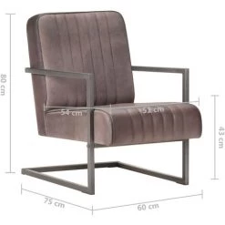 ASUPERMALL Fauteuil Cantilever Marron Cuir Veritable 9 ASUPERMALL Fauteuil Cantilever Marron Cuir Veritable -Pas Cher Fauteuil Magasin 30532190 3