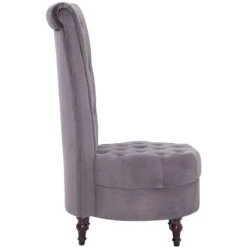 ASUPERMALL Chaise A Dossier Haut Gris Velours -Pas Cher Fauteuil Magasin 30589312 4