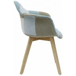 THE HOME DECO FACTORY Fauteuil Patchwork Bleu Clair - Bleu -Pas Cher Fauteuil Magasin 30649260 3