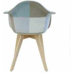 THE HOME DECO FACTORY Fauteuil Patchwork Bleu Clair - Bleu -Pas Cher Fauteuil Magasin 30649260 5