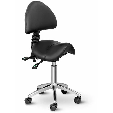 HELLOSHOP26 Fauteuil Siège Selle Avec Dossier Fer Chromé Similicuir PVC Noir - Noir 3 HELLOSHOP26 Fauteuil Siège Selle Avec Dossier Fer Chromé Similicuir PVC Noir - Noir