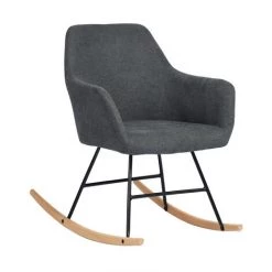 URBAN MEUBLE Fauteuil à Bascule Relaxation Scandinave Ergonomique Rocking Chair Tissu Gris Foncé Confortable -Pas Cher Fauteuil Magasin 30812274 2