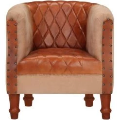 Fauteuil Cuir Véritable Et Bois De Manguier Massif Marron VidaXL 8 Fauteuil Cuir Véritable Et Bois De Manguier Massif Marron VidaXL -Pas Cher Fauteuil Magasin 30871689 2
