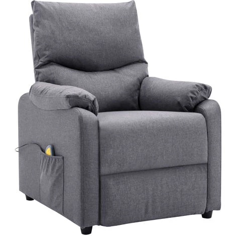 ASUPERMALL Fauteuil Inclinable De Massage Gris Clair Tissu 4 ASUPERMALL Fauteuil Inclinable De Massage Gris Clair Tissu – Image 2