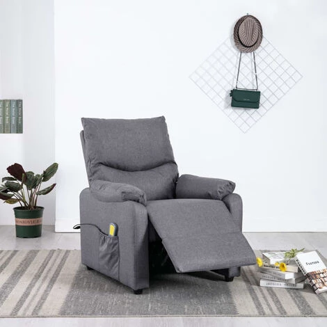 ASUPERMALL Fauteuil Inclinable De Massage Gris Clair Tissu 5 ASUPERMALL Fauteuil Inclinable De Massage Gris Clair Tissu – Image 3