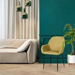 THE HOME DECO FACTORY Fauteuil Velours Cotele Giulia Jaune Home Deco Factory -Pas Cher Fauteuil Magasin 31558539 2