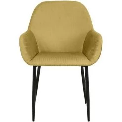 THE HOME DECO FACTORY Fauteuil Velours Cotele Giulia Jaune Home Deco Factory -Pas Cher Fauteuil Magasin 31558539 3