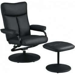 HELLOSHOP26 Fauteuil Relaxant TV Avec Repose-pieds Séparé Inclinable Verrouillable Siège De Détente Similicuir Armature Métallique 108 Cm Noir - Métal