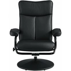 HELLOSHOP26 Fauteuil Relaxant TV Avec Repose-pieds Séparé Inclinable Verrouillable Siège De Détente Similicuir Armature Métallique 108 Cm Noir - Métal -Pas Cher Fauteuil Magasin 31644962 3