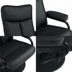 HELLOSHOP26 Fauteuil Relaxant TV Avec Repose-pieds Séparé Inclinable Verrouillable Siège De Détente Similicuir Armature Métallique 108 Cm Noir - Métal -Pas Cher Fauteuil Magasin 31644962 5