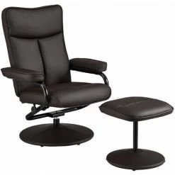 HELLOSHOP26 Fauteuil Relaxant TV Avec Repose-pieds Séparé Inclinable Verrouillable Siège De Détente Housse Pu Similicuir Armature Métallique 108 Cm Marron - Marron