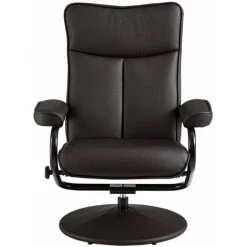 HELLOSHOP26 Fauteuil Relaxant TV Avec Repose-pieds Séparé Inclinable Verrouillable Siège De Détente Housse Pu Similicuir Armature Métallique 108 Cm Marron - Marron -Pas Cher Fauteuil Magasin 31644991 3
