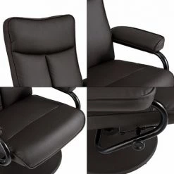 HELLOSHOP26 Fauteuil Relaxant TV Avec Repose-pieds Séparé Inclinable Verrouillable Siège De Détente Housse Pu Similicuir Armature Métallique 108 Cm Marron - Marron -Pas Cher Fauteuil Magasin 31644991 5