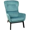 THE HOME DECO FACTORY Fauteuil Velours Côtelé Roma Bleu Canard Home Deco Factory