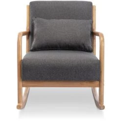 ALICE'S GARDEN Fauteuil à Bascule Design En Bois Et Tissu, 1 Place, Rocking Chair Scandinave En Polyester Gris Foncé - Gris Foncé -Pas Cher Fauteuil Magasin 31846205 4