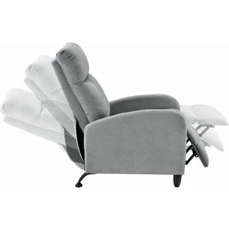 HELLOSHOP26 Fauteuil Relaxant Avec Dossier Inclinable Et Repose-pieds Housse Textile Gris Clair - Gris 4 HELLOSHOP26 Fauteuil Relaxant Avec Dossier Inclinable Et Repose-pieds Housse Textile Gris Clair - Gris – Image 2