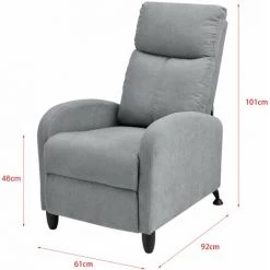 HELLOSHOP26 Fauteuil Relaxant Avec Dossier Inclinable Et Repose-pieds Housse Textile Gris Clair - Gris 8 HELLOSHOP26 Fauteuil Relaxant Avec Dossier Inclinable Et Repose-pieds Housse Textile Gris Clair - Gris -Pas Cher Fauteuil Magasin 31857619 3