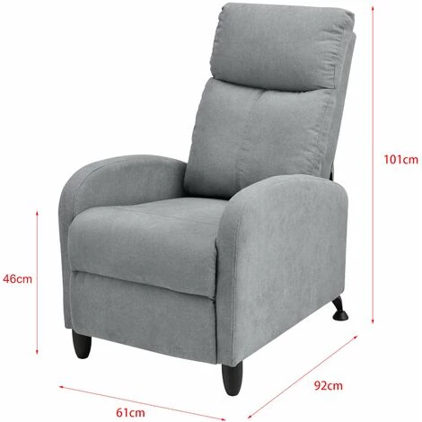 HELLOSHOP26 Fauteuil Relaxant Avec Dossier Inclinable Et Repose-pieds Housse Textile Gris Clair - Gris 5 HELLOSHOP26 Fauteuil Relaxant Avec Dossier Inclinable Et Repose-pieds Housse Textile Gris Clair - Gris – Image 3