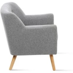 IDMARKET Fauteuil Scandinave LIV En Tissu Gris Chiné - Gris -Pas Cher Fauteuil Magasin 31930719 4