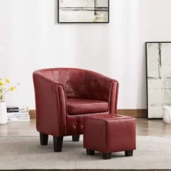 ASUPERMALL Fauteuil Avec Repose-pied Rouge Bordeaux Similicuir