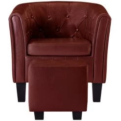 ASUPERMALL Fauteuil Avec Repose-pied Rouge Bordeaux Similicuir -Pas Cher Fauteuil Magasin 31946229 3