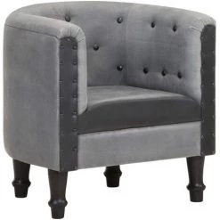 ASUPERMALL Fauteuil Noir Cuir Veritable Et Bois De Manguier Massif