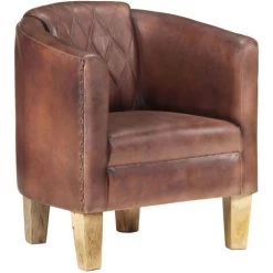 ASUPERMALL Fauteuil Marron Cuir Veritable