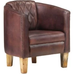 ASUPERMALL Fauteuil Marron Cuir Veritable -Pas Cher Fauteuil Magasin 31946794 4