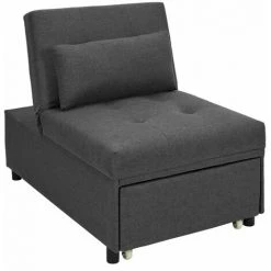 ALTOBUY DEKA - Fauteuil Convertible Capitonné Anthracite - Gris Anthracite