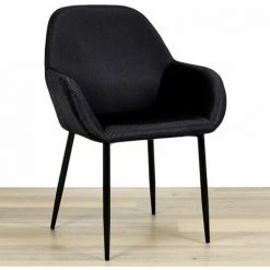 ALTOBUY ALESSIA - Lot De 4 Fauteuils Velours Côtelé Noir - Noir -Pas Cher Fauteuil Magasin 32037831 3
