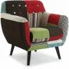 Versa Green Patchwork Fauteuil Pour Salon, Canapé Confortable, 76x63x68cm - Vert -Pas Cher Fauteuil Magasin 32084499 1
