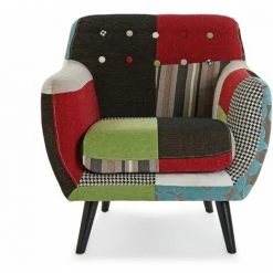 Versa Green Patchwork Fauteuil Pour Salon, Canapé Confortable, 76x63x68cm - Vert -Pas Cher Fauteuil Magasin 32084499 4