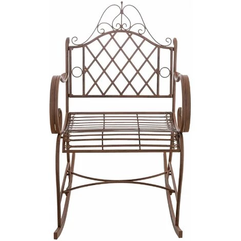 DéCOSHOP26 Chaise Fauteuil à Bascule Rocking Chair Pour Jardin En Métal Marron Vieilli - Marron 4 DéCOSHOP26 Chaise Fauteuil à Bascule Rocking Chair Pour Jardin En Métal Marron Vieilli - Marron – Image 2